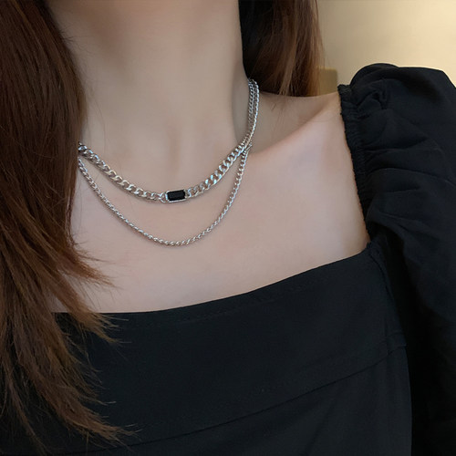 小众设计感ins冷淡风钛钢锁骨链