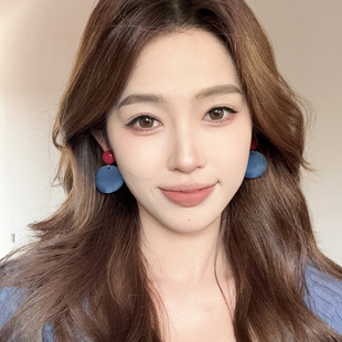 港风复古撞色圆片耳环新中式 水墨风晕染迷雾吊坠耳钉轻奢百搭耳饰