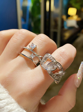 轻奢满钻微镶锆石日韩风百搭戒指