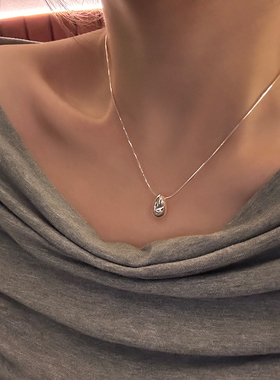 简约冷淡风椭圆金属水滴项链