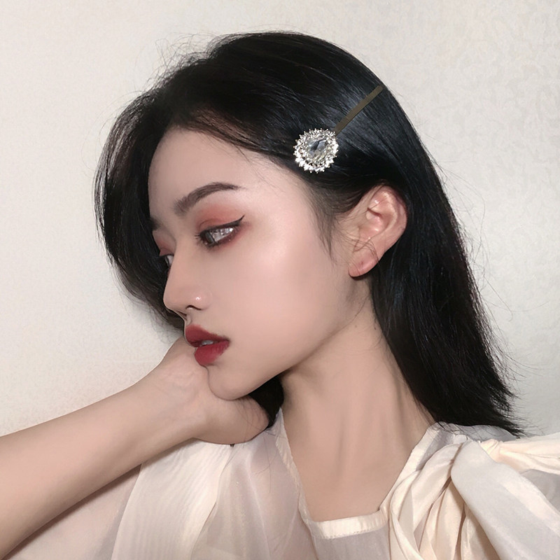 日韩网红复古水钻发夹一字夹刘海夹名媛气质头发夹子简约成人发饰