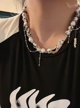 小众设计泼墨爱心吊坠项链