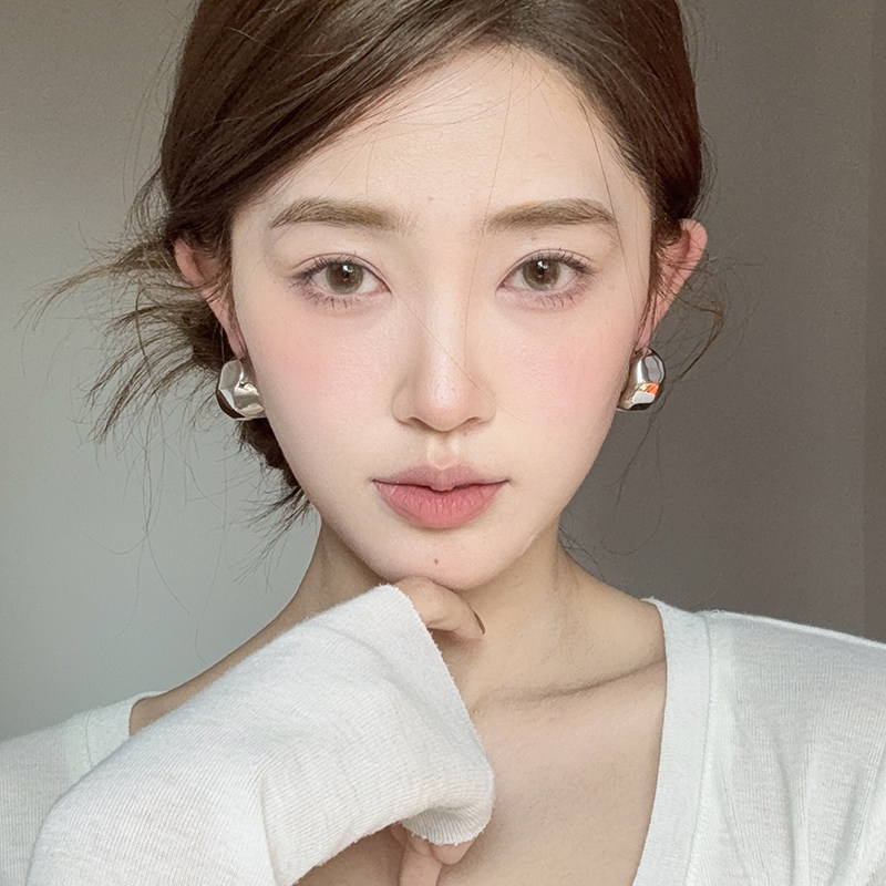 冷淡风金属光面不规则耳环简约女图片