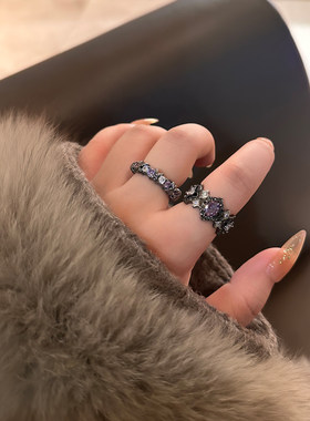 个性暗黑风镶钻戒指独特夸张枪黑