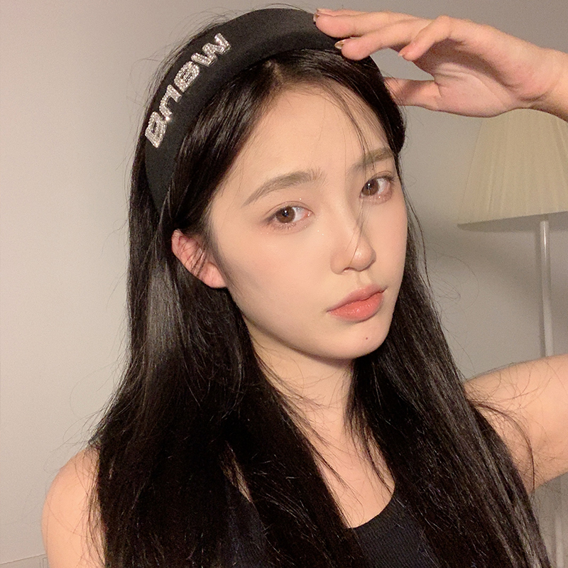 水钻字母法式风加厚网红丝绒发饰