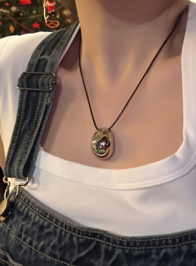 可抽拉调节~简约金属豆豆项链