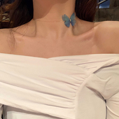 夏季 仙女薄纱隐形立体蝴蝶项链choker简约气质网红短款 颈链锁骨链