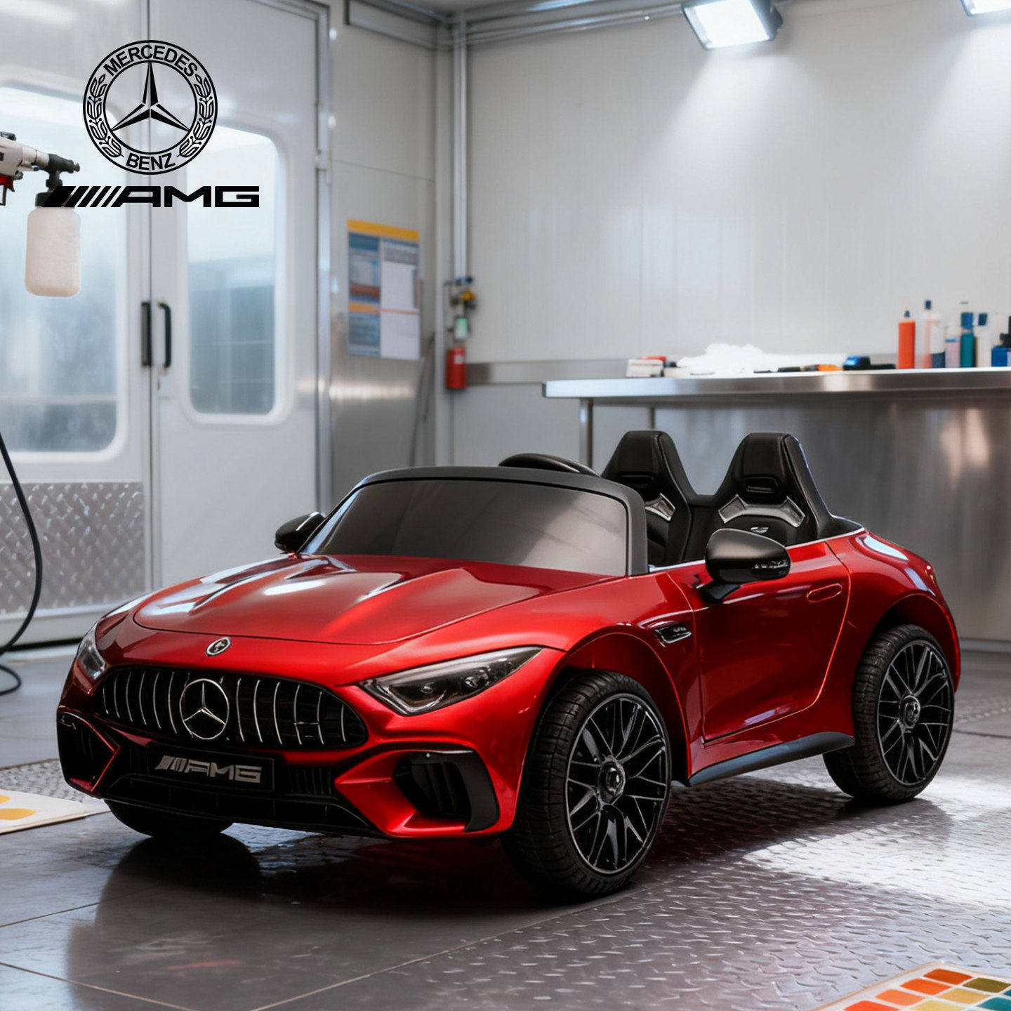 奔驰SL63儿童电动车四轮童车可坐人遥控汽车大玩具车小孩跑车双座