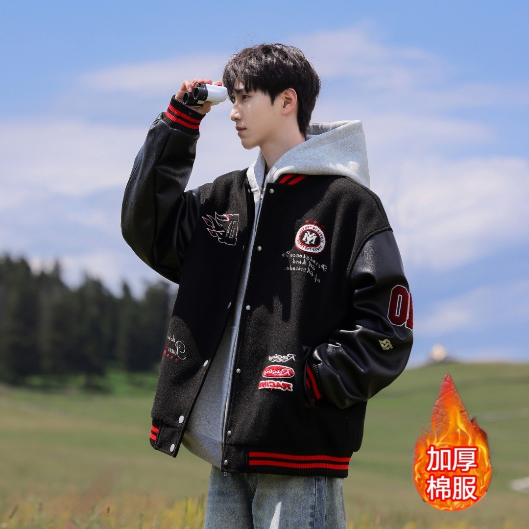 美式复古刺绣棒球棉服外套男款秋冬季加厚潮牌高级感休闲痞帅棉衣
