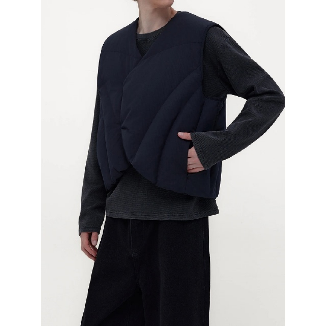 美式不规则解构马甲背心男女秋冬季高级感街头小众设计感外套情侣