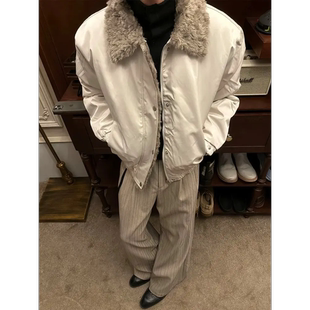 老钱风复古毛领棉服男女冬季加厚保暖翻领短款夹克棉衣潮