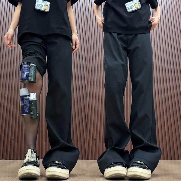 cleanfit黑色冰丝西裤男款夏季穿搭休闲垂感裤子高级感微喇西装裤