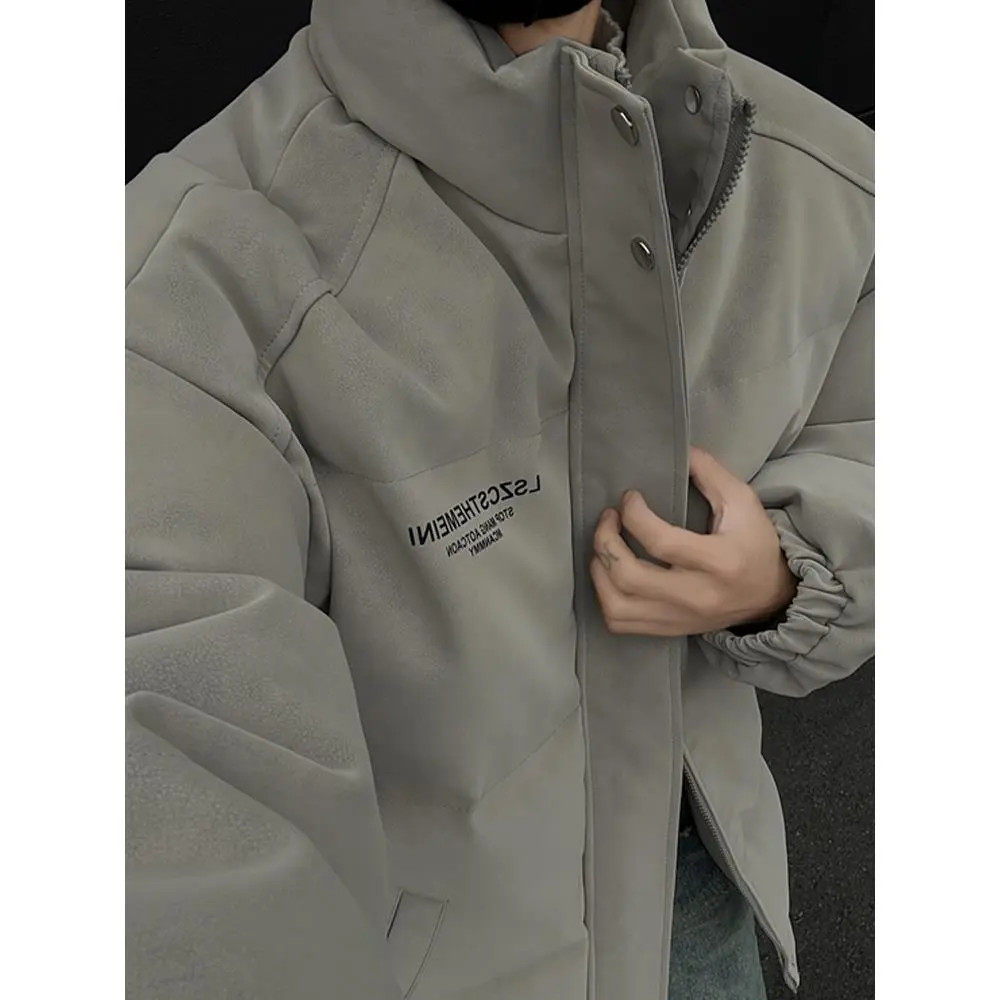 PU皮棉服男款冬季加厚保暖高级感痞帅美式复古棉衣外套立领面包服