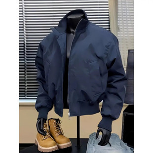 外套高级感廓形美式 短款 立领棒球服 春秋季 藏青色ma1飞行夹克男款