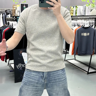 男士夏季休闲短款boxy版型简约高品质百搭潮流短袖T恤刺绣
