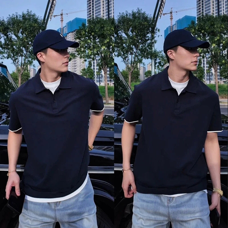 美式重磅珠地棉假两件POLO衫男夏季翻领正肩T恤cleanfit健身半袖