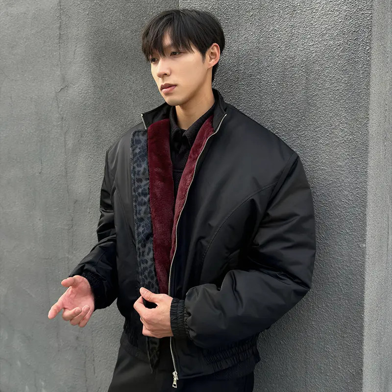 三幻蛇仿兔毛防泼水飞行棉衣男女夹克三层加厚bomber秋冬廓形棉服