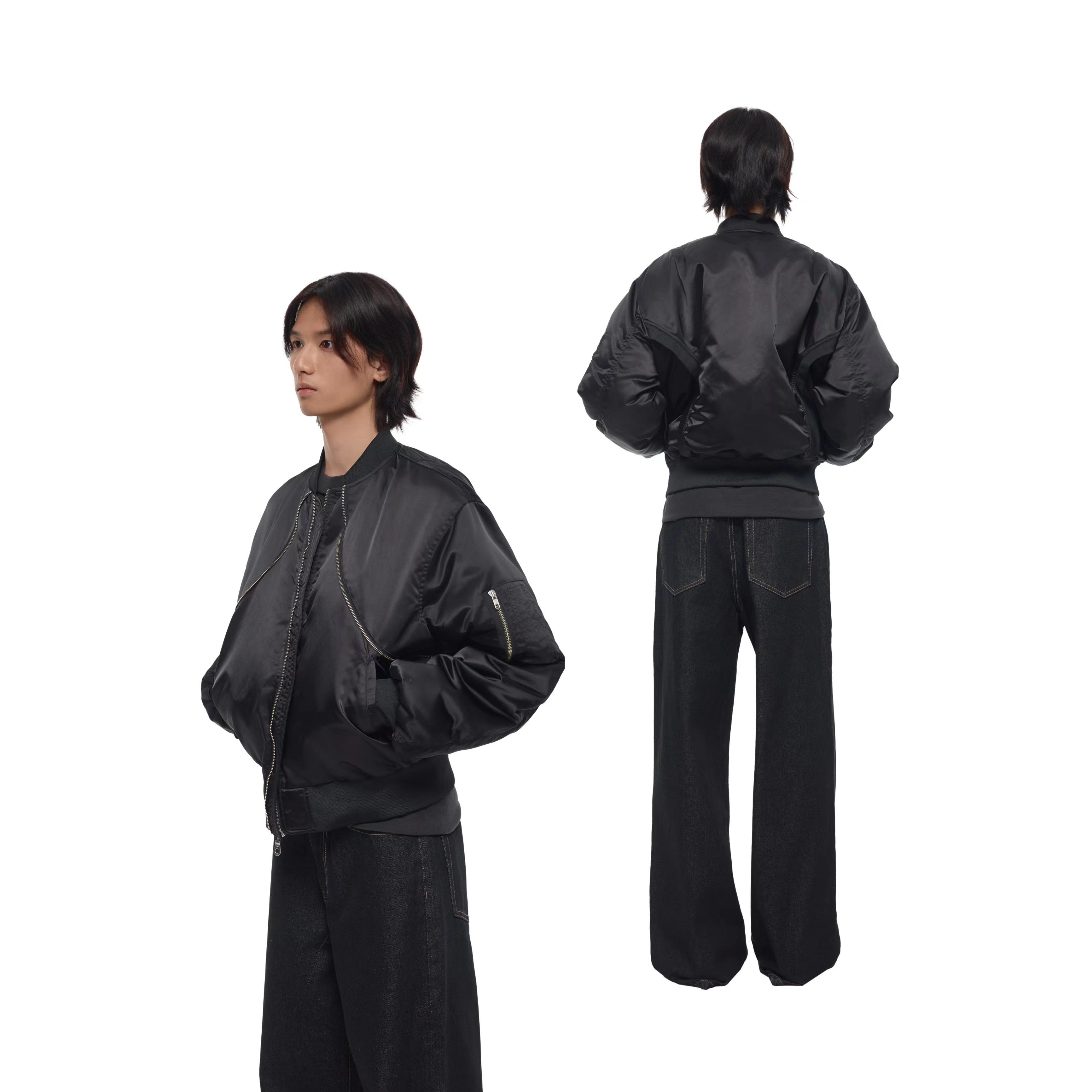 雅奢红内拉链bomber棉服男秋冬季加厚飞行夹克重磅夹棉衣ma1外套