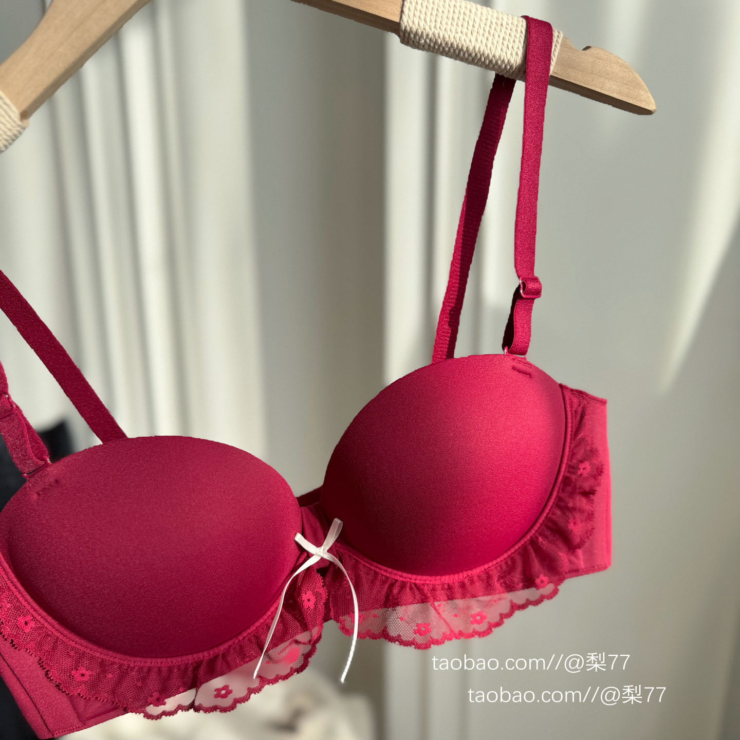 红色内衣女小胸聚拢显大蕾丝蝴蝶结半杯无钢圈本命年结婚文胸罩,女士内衣/男士内衣/家居服,文胸,淘宝优惠券,粉丝福利购,淘宝优惠卷