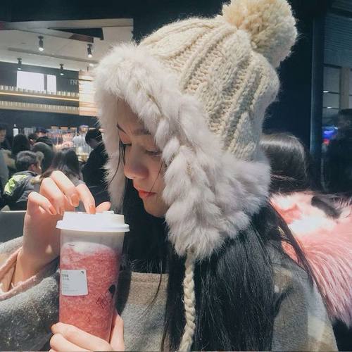 可爱雷锋帽子护耳保暖毛球ins