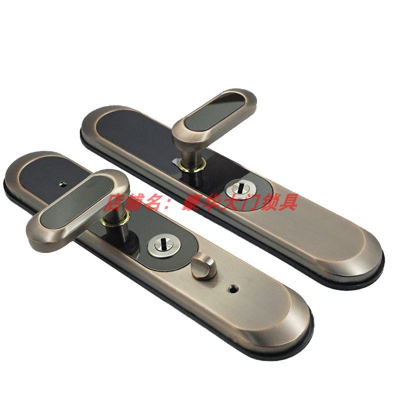 不锈钢多功能把手防盗门拉手入户大门锁红灰铜家用豪华面板锁加厚