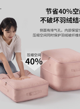sufecoco羽绒服被子收纳袋被子收纳袋贡缎衣物整理袋收纳包大容量