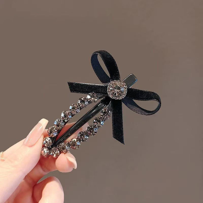 气质丝绒蝴蝶结碎发鸭嘴夹时尚感水钻侧边刘海边夹发卡发夹女,饰品/流行首饰/时尚饰品新,民族风发饰,淘宝优惠券,粉丝福利购,淘宝优惠卷