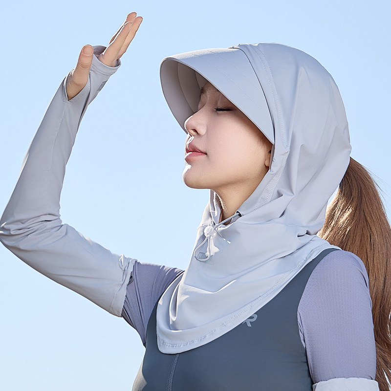 夏季防晒遮阳帽女户外骑车防紫外线大檐帽子护脸护颈透气冰丝面罩