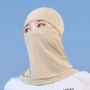 夏季冰丝凉感防晒面罩女士户外全脸防紫外线头套遮阳透气薄款帽子