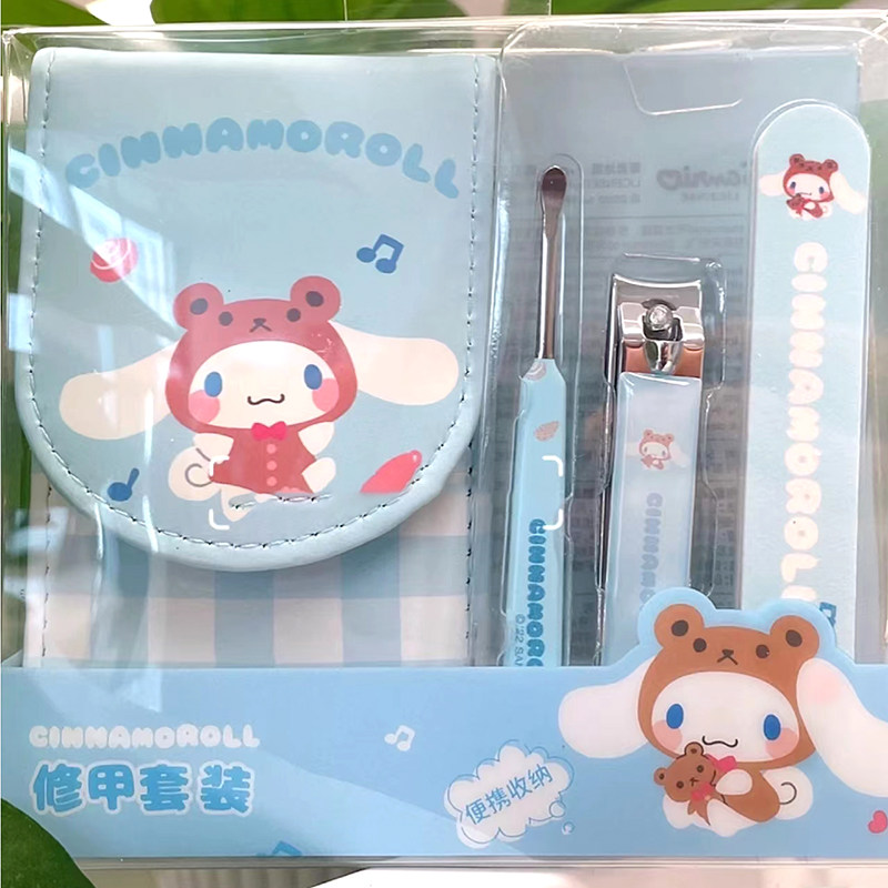 MINISO 산리오 제이드 시나몬 개 쿠로메 파차 개 매니큐어 귀 스푼 손톱깎이 세트 매니큐어