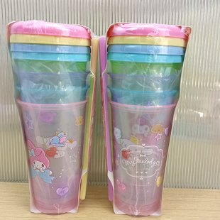 MINISO名创优品三丽鸥系列吸管塑料杯4件套美乐蒂库洛米饮料水杯