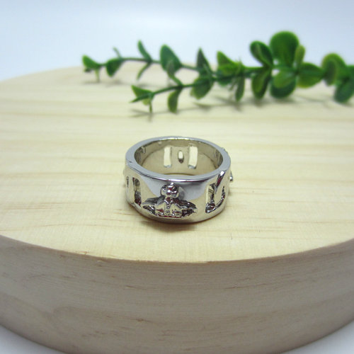 thumbnail for Fashion Silver White Wide Buttoned Saturn Ring-D8013