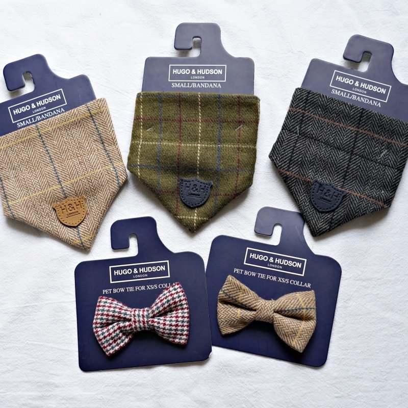 hugo&hudson狗狗三角巾领结牵引宠物衣服搭配项圈口水巾英伦秋冬