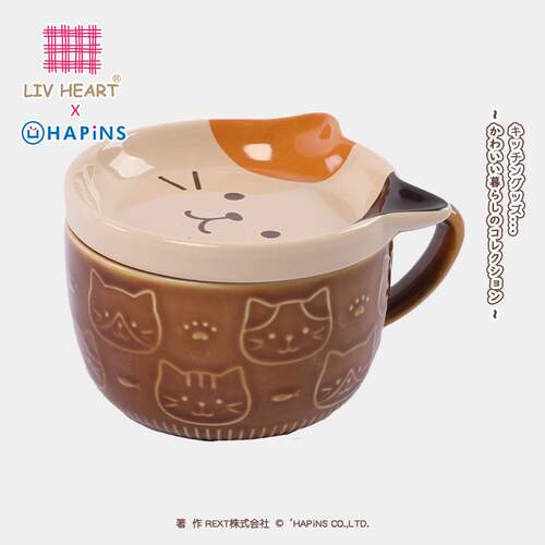 LIVHEART猫咪陶瓷水杯带盖