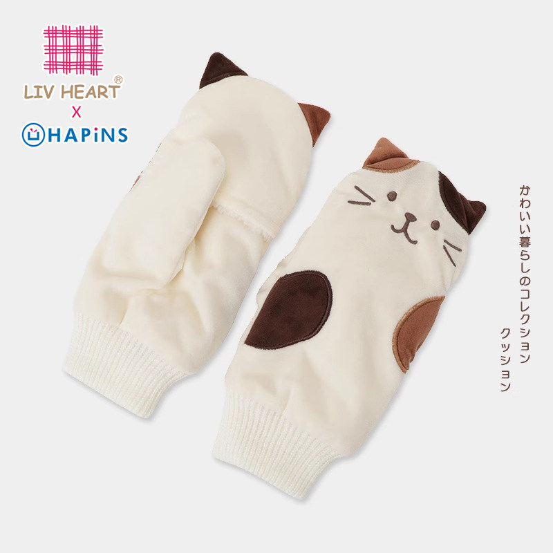 LIVHEART女生生日礼品加厚猫咪手套秋冬季加绒围巾防寒耳捂