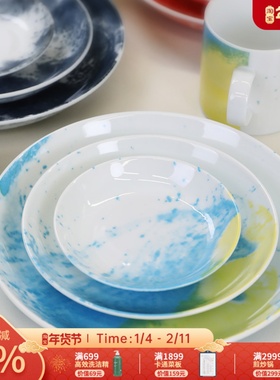 AWASAKA日本进口陶瓷餐具釉下彩家用盘子套装骨碟碗点心盘菜盘