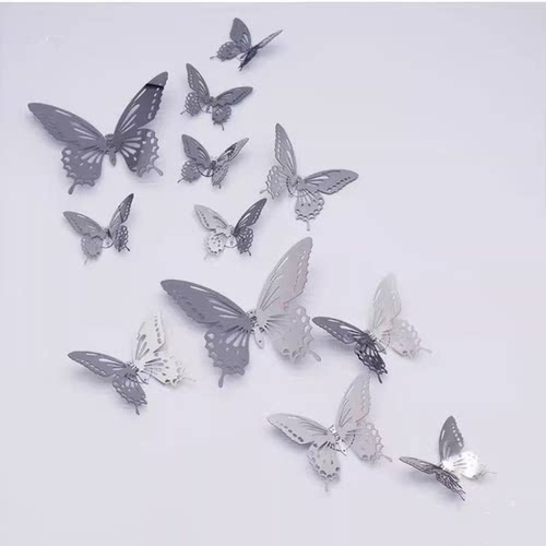 3D立体蝴蝶墙贴金属不锈钢