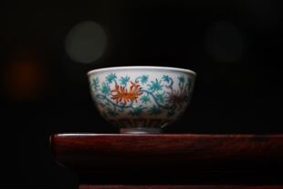 景德镇余隆窑斗彩缠枝莲纹杯手绘全手工茶杯主人杯瓷个人杯茶盏