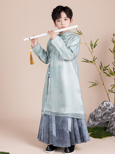 原创改良汉服男童儿童秋冬少爷服小学生演出服国学服男孩唐装套装