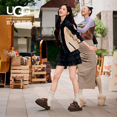 UGG舒适休闲一脚蹬挂饰毛毛拖鞋