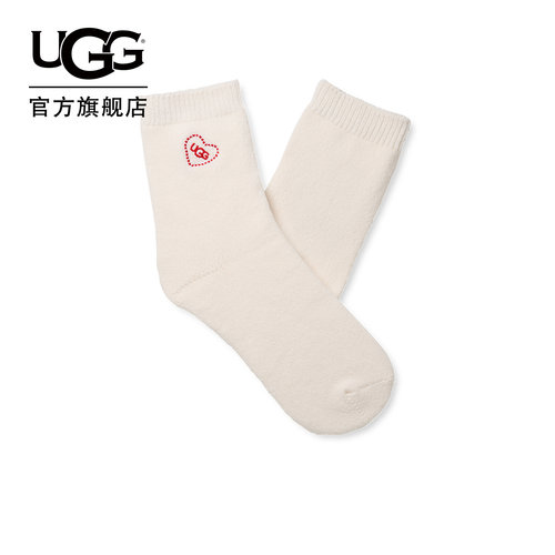 UGG刺绣爱心款罗纹针织后跟袜