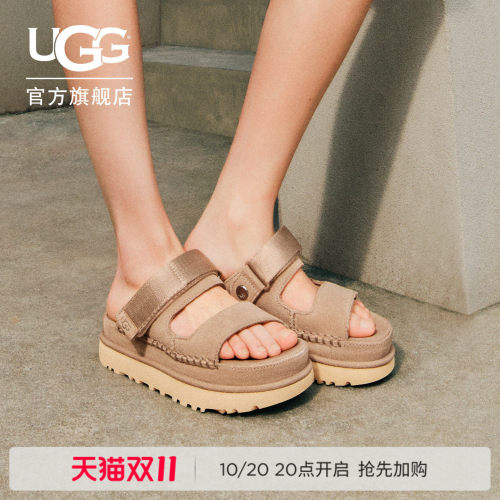 UGG厚底露趾魔术贴休闲凉鞋