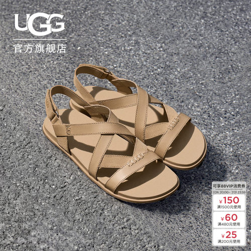 UGG平底露趾休闲人字绑带款凉鞋