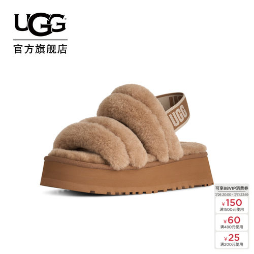 UGG时尚舒适露趾休闲毛毛拖鞋