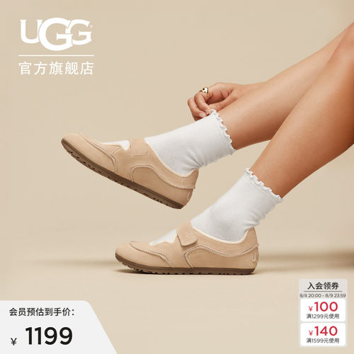 UGG时尚轻便圆头魔术贴玛丽珍鞋
