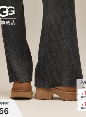 UGG秋冬女士舒适时尚纯色保暖厚底圆头人鱼短靴休闲雪地靴1158311