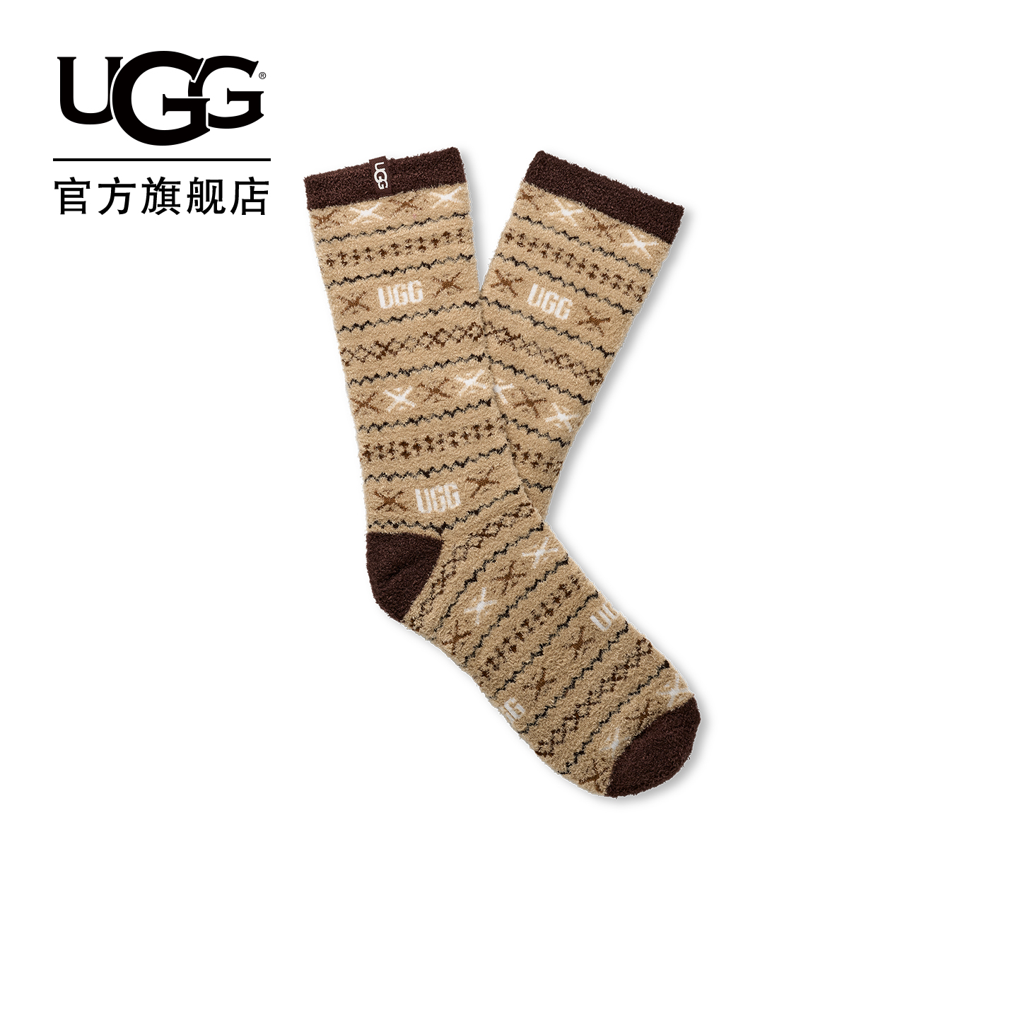 UGG时尚潮流中筒袜花纹水手袜