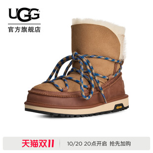 UGG冬季新款女士时尚舒适圆头平底系带毛绒休闲短靴 1180394