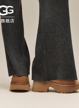 UGG秋冬女士舒适时尚纯色保暖厚底圆头人鱼短靴休闲雪地靴1158311