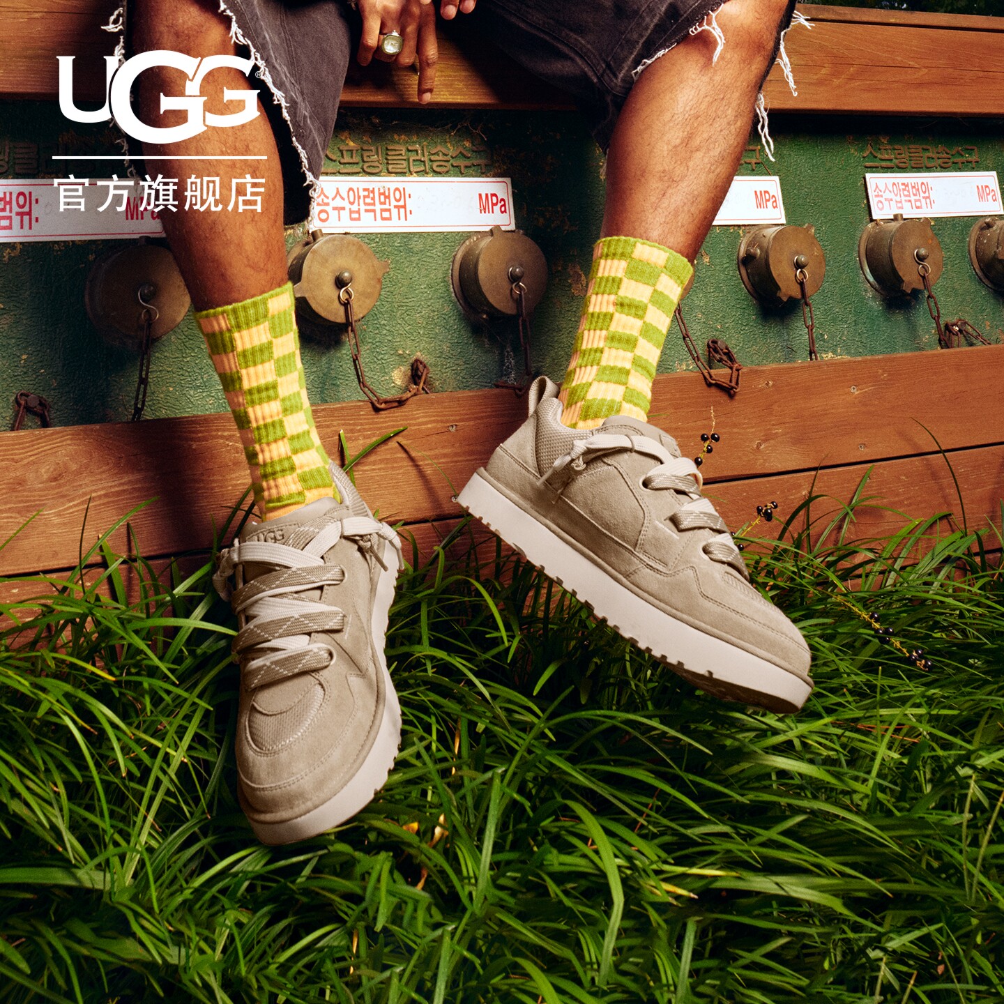 UGG纯色低帮平底双色系带休闲鞋图片